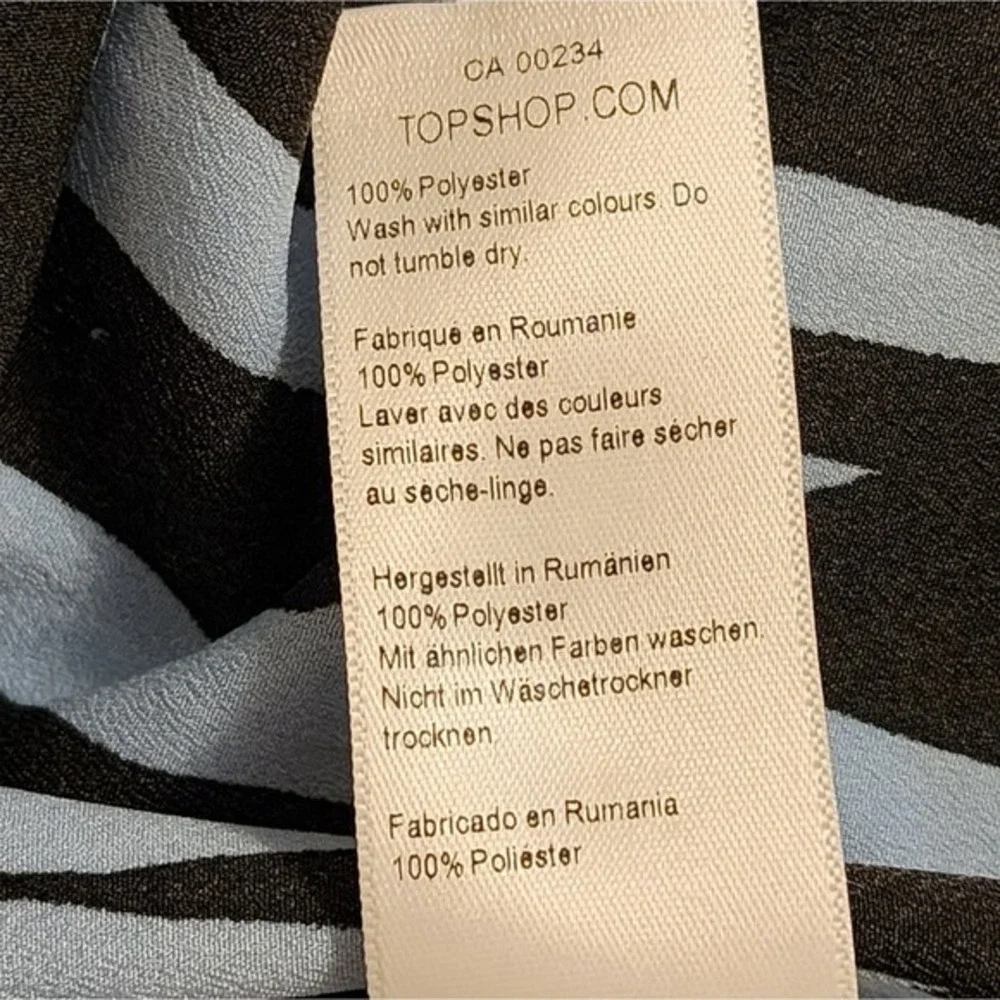 Topshop blue and black zebra print midi‎ wrap skirt size 12